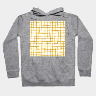 Loose Weave Hand Painted Check Pattern in Mustard Yellow and White Hoodie